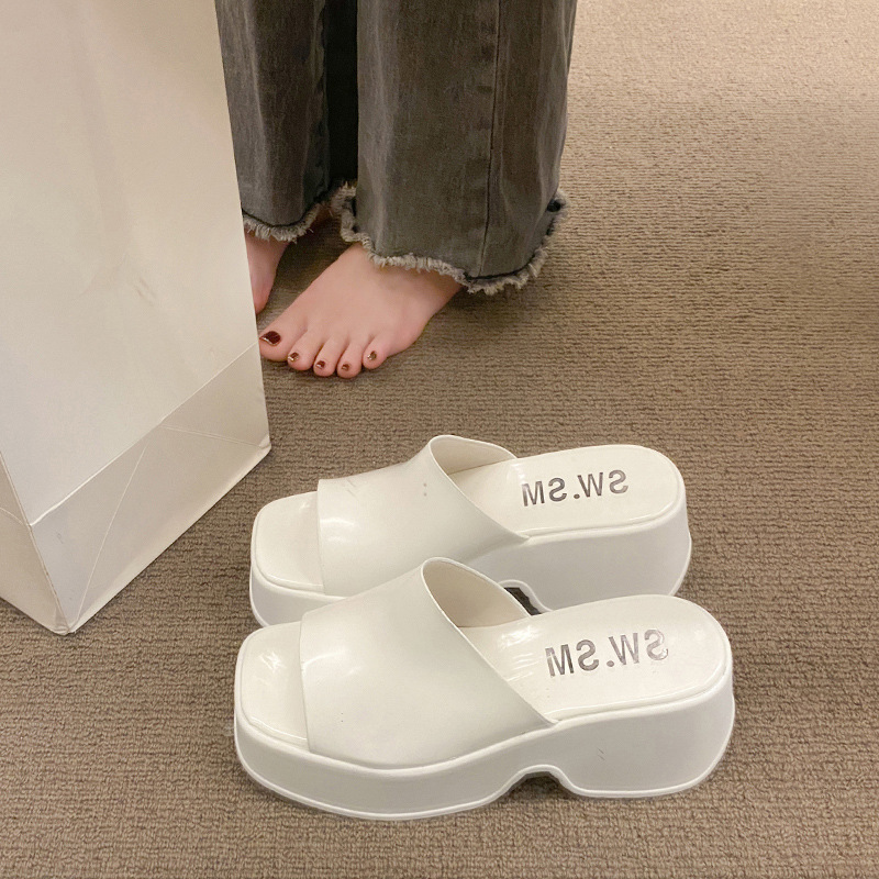 {Advanced shoes city} Women's Thick-Soled High-Heeled Slippers for Summer 2023 Style Muffin Slippers Casual Sandals Women's Shoes Fashion