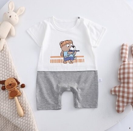 Cute Cartoon Design Cotton Baby Kids Boy Rompers Short Sleeve ( NEWBORN-18M)