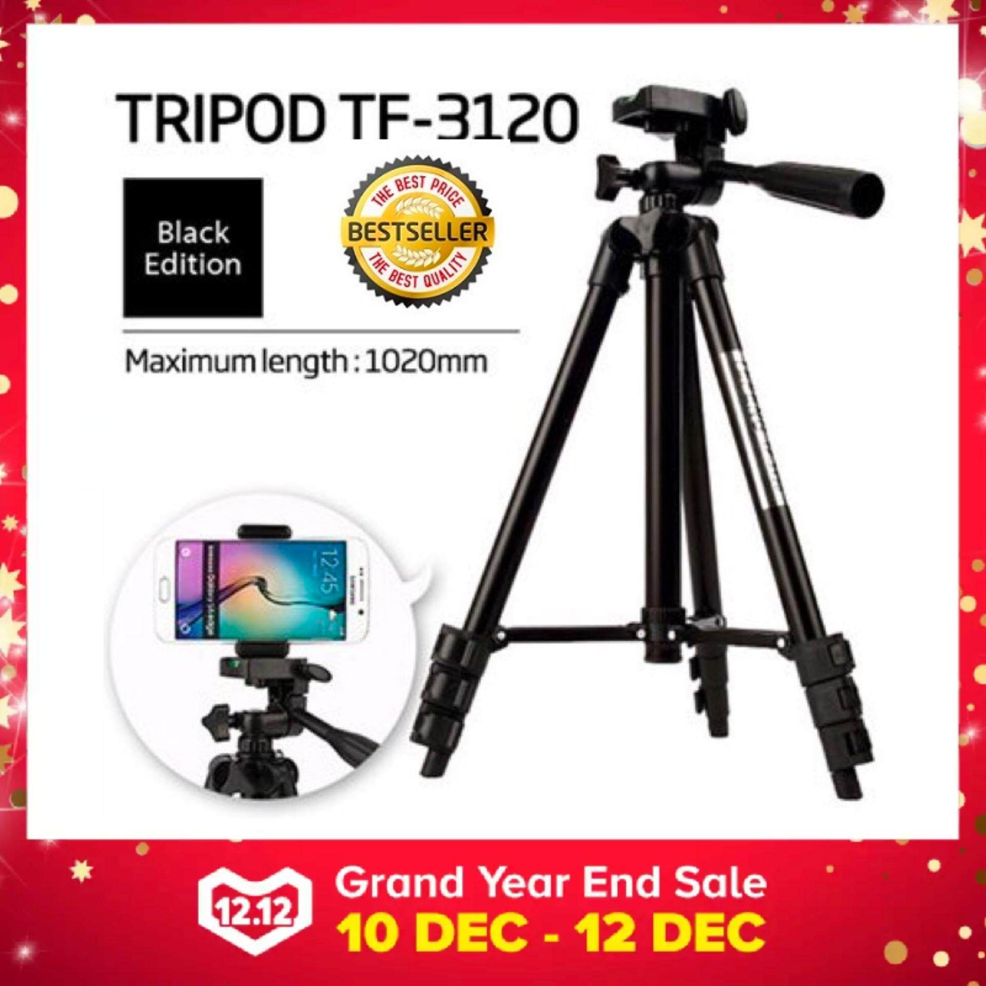 Tripod TF3120 Aluminum Alloy Smartphone / DSLR / camera / Video cam with Mobile Phone Holder + Tripod Carry Case (Black Edition)