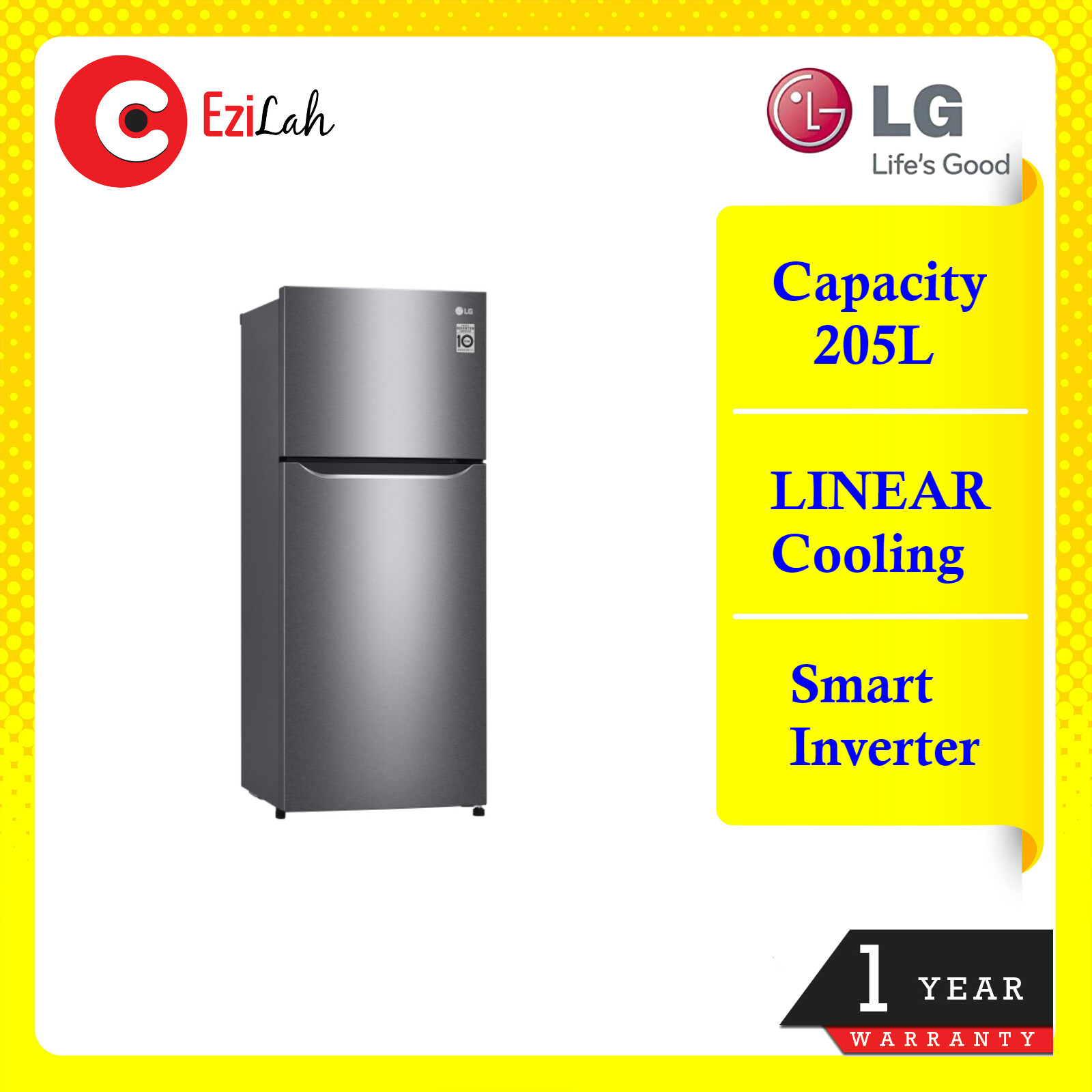 Harga Peti Ais LG 2 Door Fridge (205L) Smart Inverter Compressor GN-B202SQBB Terkini Harga Peti Ais LG 2 Door Fridge (205L) Smart Inverter Compressor GN-B202SQBB Terkini