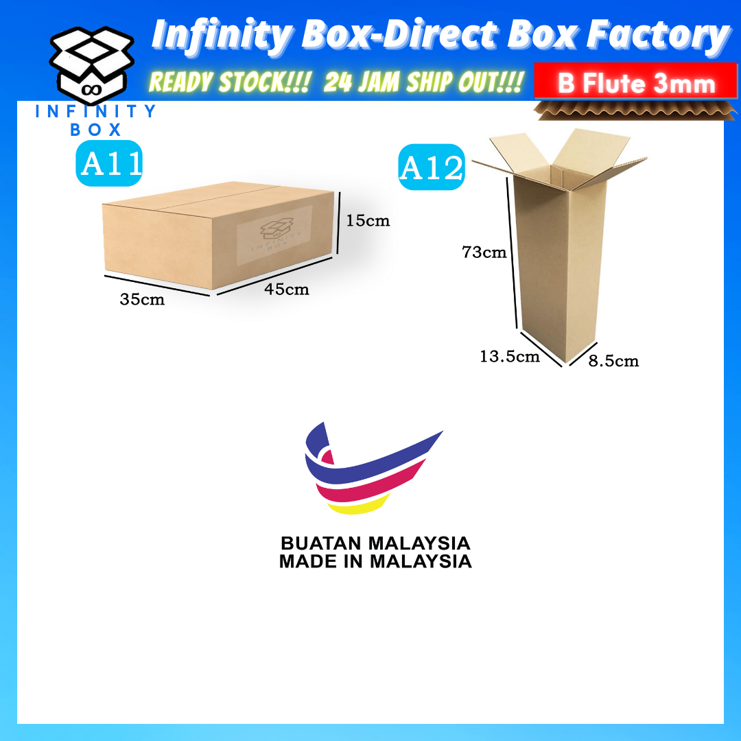 Medium Size Box-B-Flute-3MM RSC Carton Box Packaging Courier Box Kotak Karton Kotak Courier