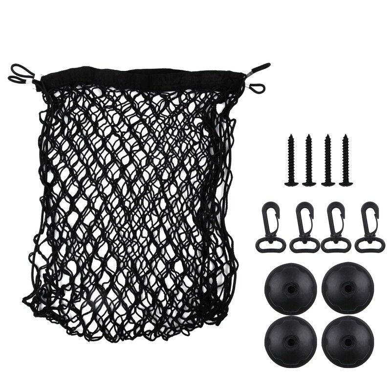 Cốp xe ô tô phía sau lưu trữ hàng hóa hành lý nylon đàn hồi lưới giữ đồ với 4 móc nhựa túi cho xe hơi