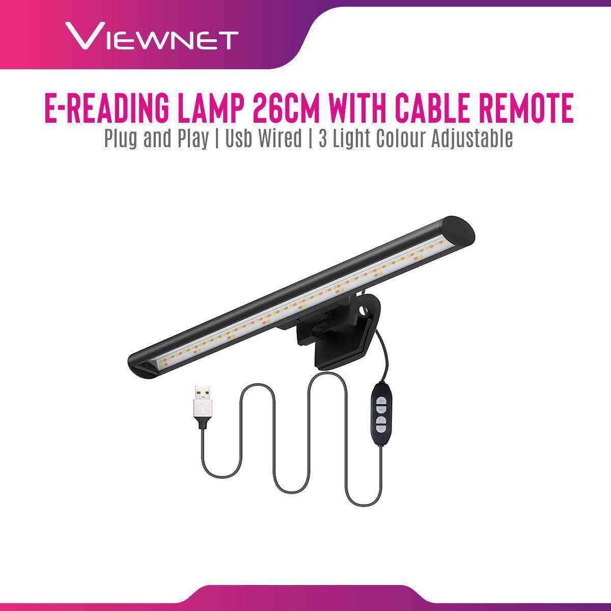 Smart Screen E-Reading Lamp 26CM with Cable Remote , 3 Colour Light