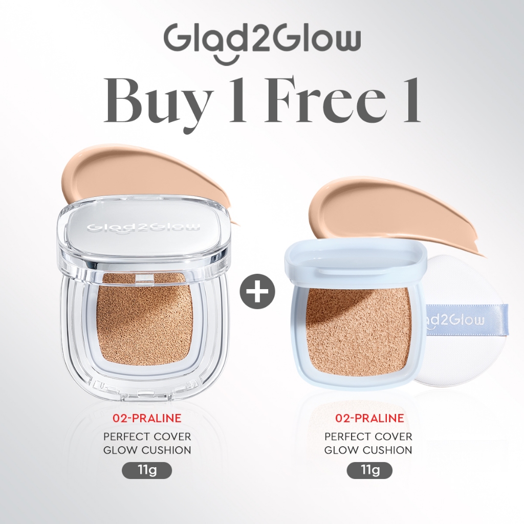 Glad2Glow Perfect Glow Cover Cushion Foundation Full Coverage Glowing Finish Glass Makeup Lightweight