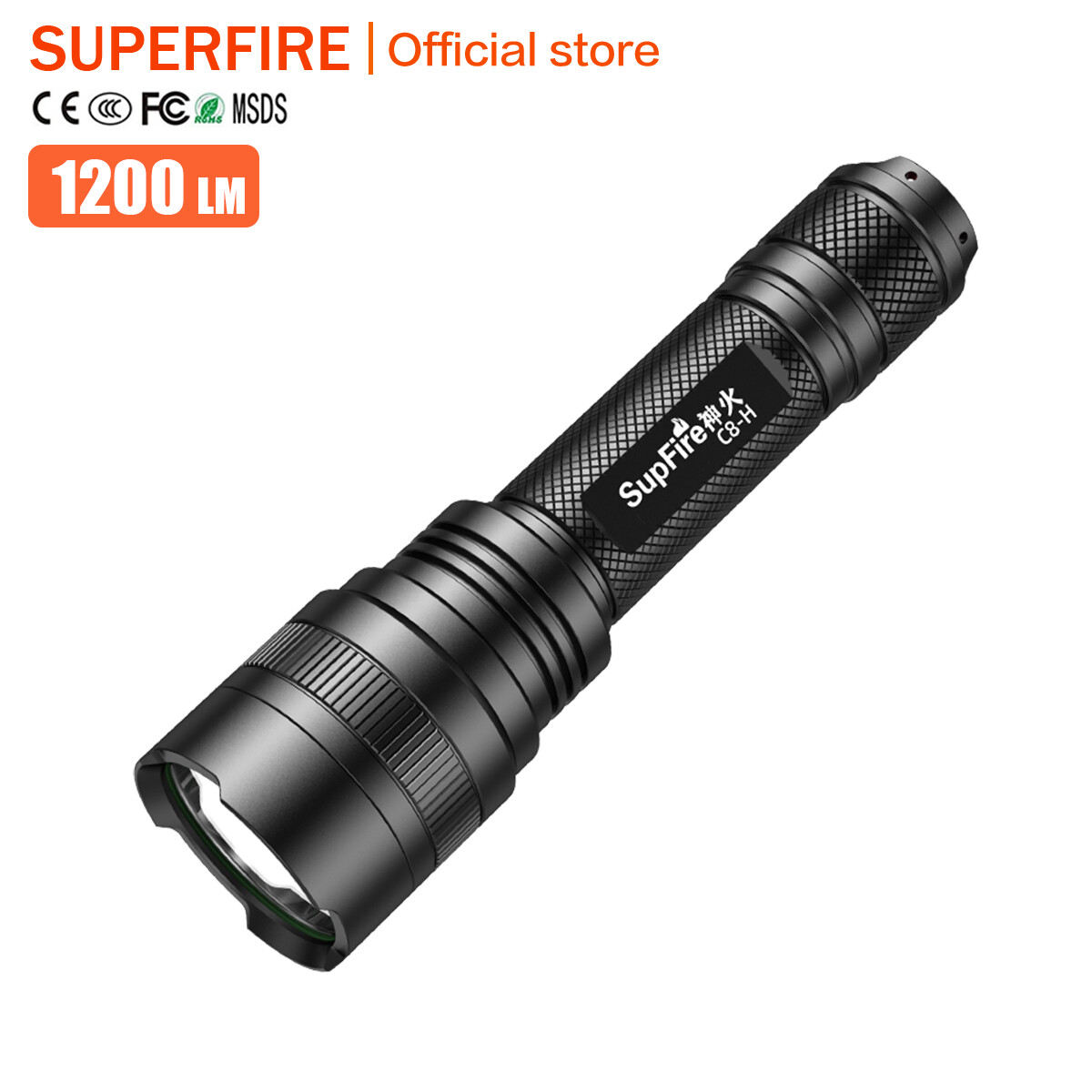 Superfire đèn pin c8-h siêu sáng 21700 công suất cao có thể sạc lại độ bền lâu gia dụng ngoài trời đèn led