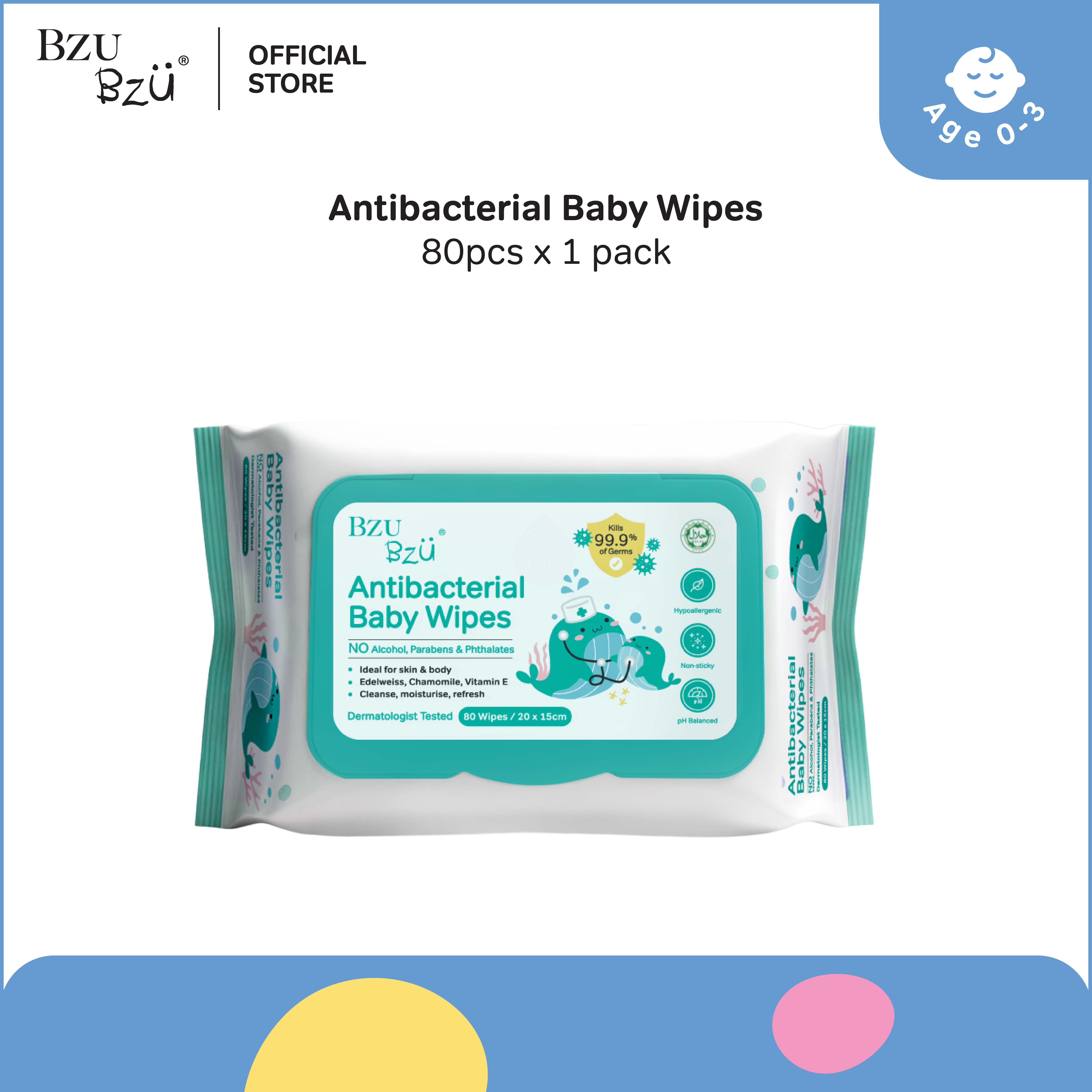 BZU BZU NEW Anti Bacterial Baby Wipes (80 pcs) [Exp: Year 2028]