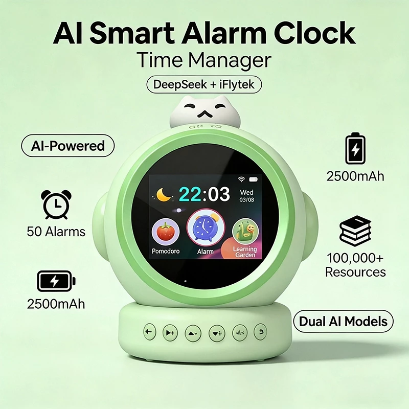 LYNXZ Ai Smart Alarm Clock l Smart Table Clock l Voice Activate Alarm Clock l Weather Forecast l GPT Robot & Timer for Kids