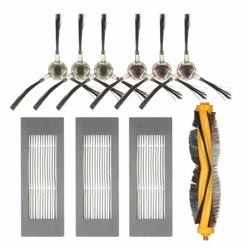 Replacement Accessories Kit for ECOVACS DEBOOT M80 Pro Robotic Vacuum Cleaner--1 Main Brush + 3 HEPA Filters + 6 Side Brushes