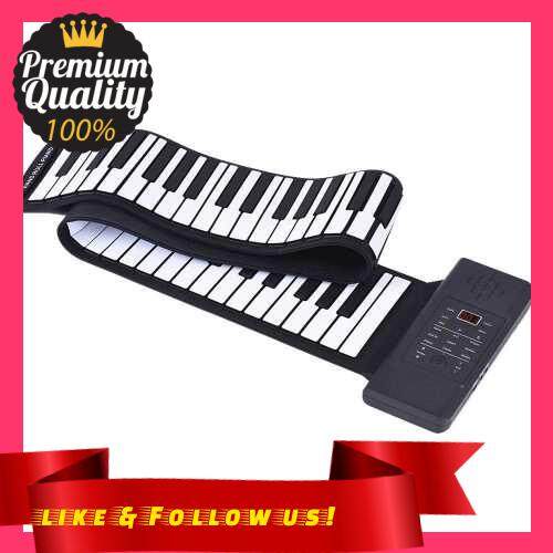 People\'s Choice Portable Silicon 88 Keys Hand Roll Up Piano Electronic USB Keyboard Built-in Li-ion Battery and Loud Speaker with One Pedal (Black Red)