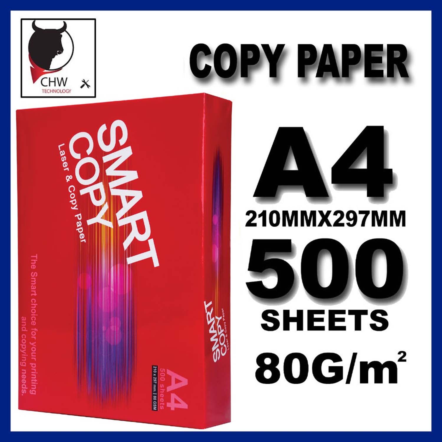 A4 PAPER 80GSM 500PCS BRAND SMART COPY QUALITY PAPER (please order in 5pkt per order due to shipping difficulties)