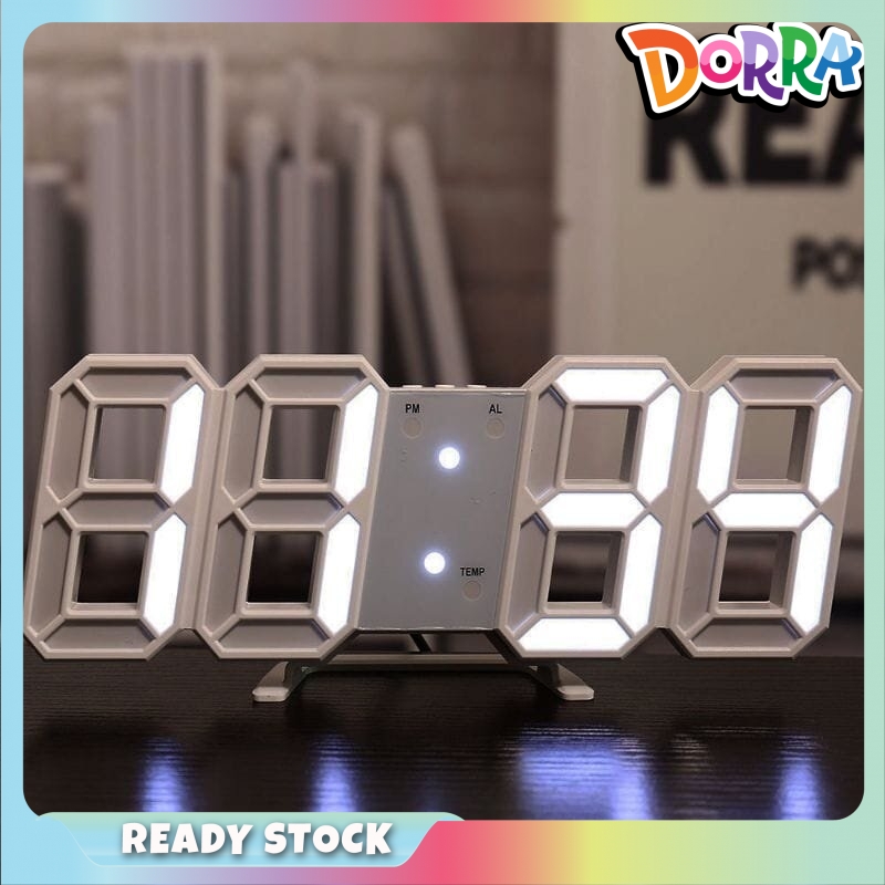 【READY STOCK】LED Jam Dinding / Meja Modern Digital 3D LED Wall Clock Alarm Clock 挂钟/时钟