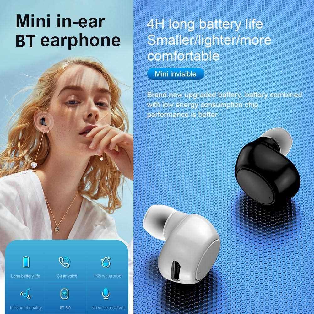X6 Single Ear Wireless Earbud BT Headset in-Ear Mini Invisible Headphone Sweatproof Business Earphone with Mic/4-Hour Playtime (Black)