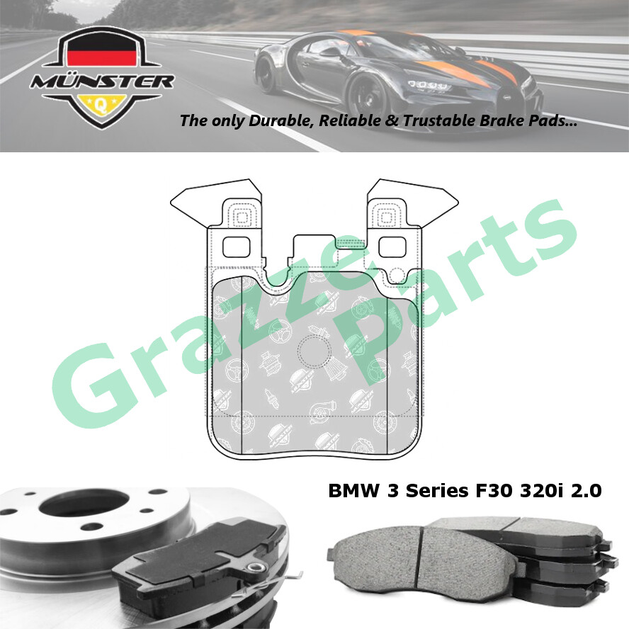 Münster Disc Brake Pad Rear for BMW 3 Series F30 320i 2.0 14'-16' N20B20A B48B20A 328i GT 2.0 2012-2