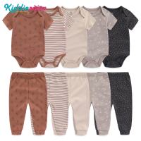 Kiddiezoom 10 piece newborn baby pajama set 100% cotton maple leaf set pink set strawberry set leopard print set 0-12 months old baby clothes