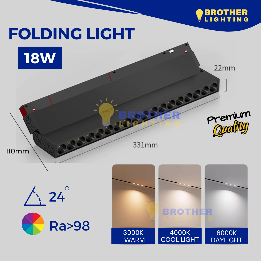 LED Magnetic Track Light Magnet Pendant Lamp Grille Folding Flood Spot Lighting