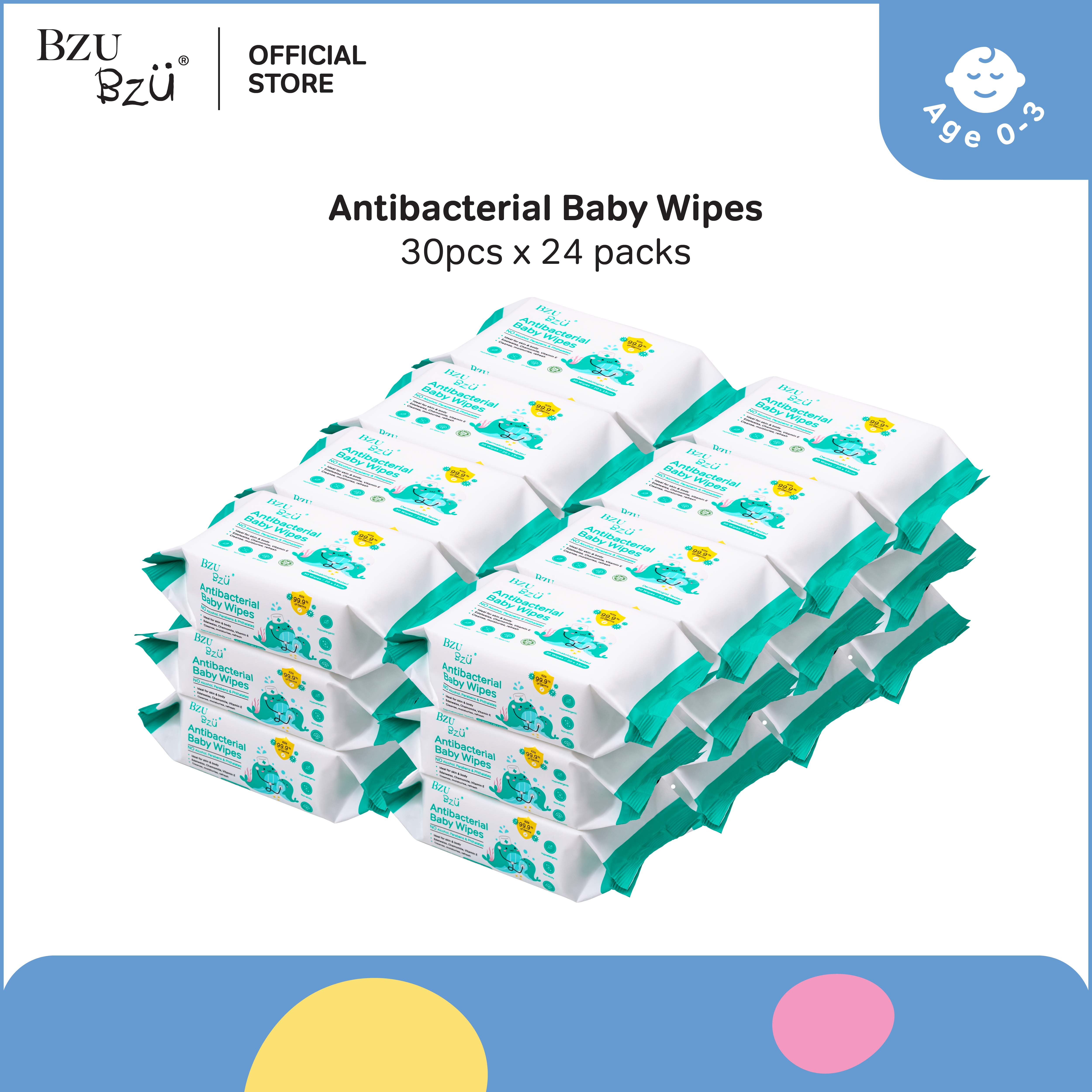 BZU BZU NEW Anti Bacterial Baby Wipes (30 pcs x 24) [Exp: Year 2027]