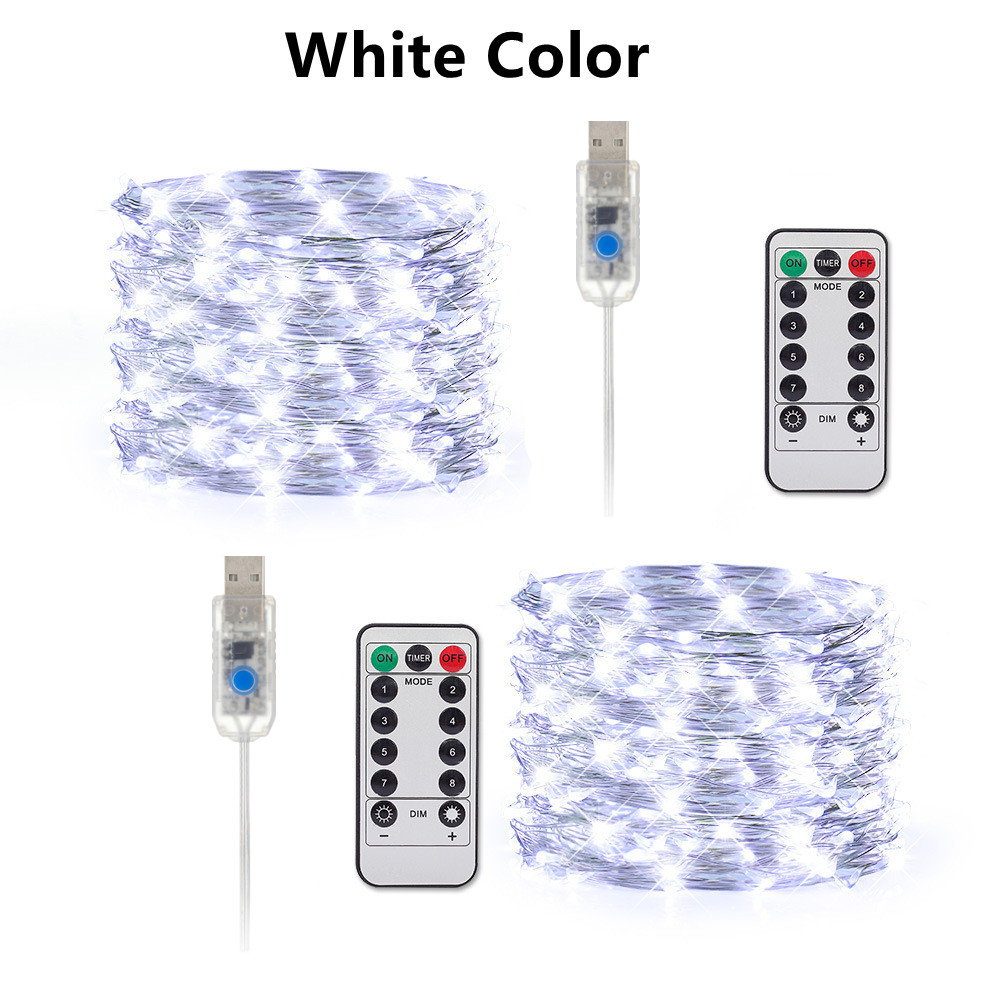 Fairy Lights 8Mode USB Powered 50LED 100LED 200LED String Lights Remote Control Timer Twinkle String Lights 16.4 Feet Firefly Holiday Lights For Christmas Halloween Party Wedding Decoration