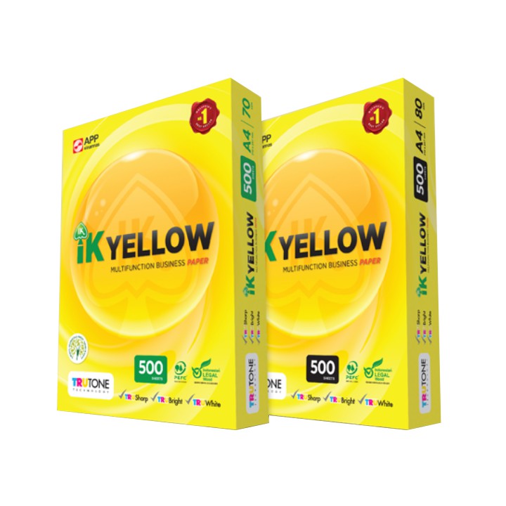 Ik Yellow A4 Copier Paper 80gsm / 70gsm 500s / A3 Copier Paper 80gsm 500s
