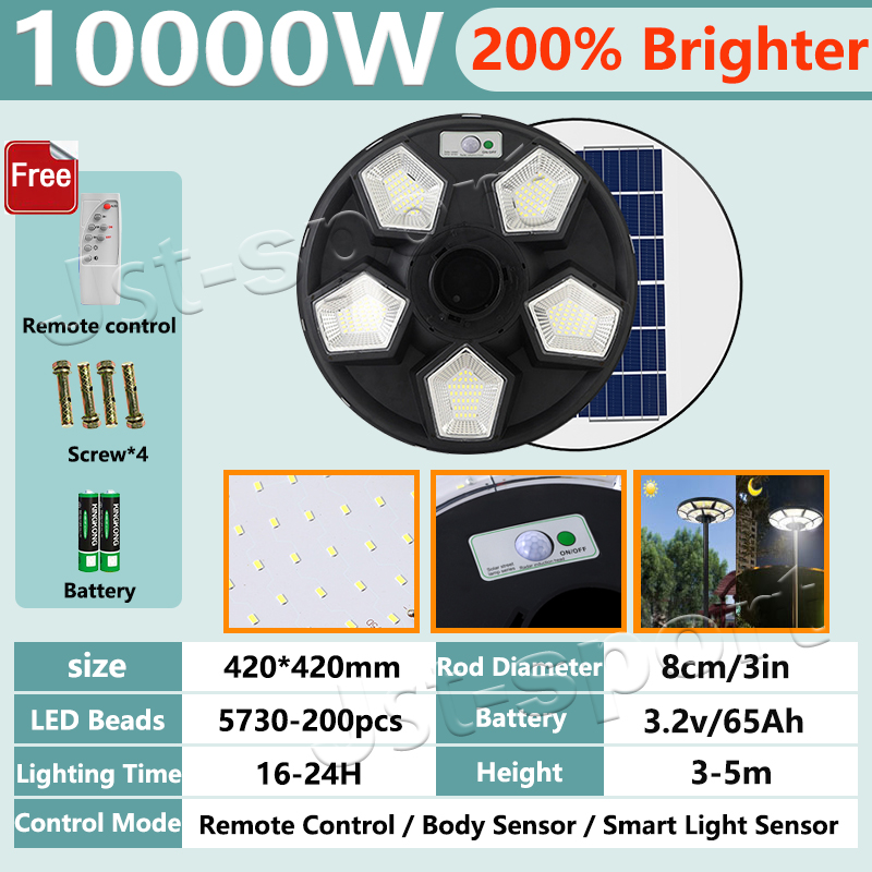 10Years Warranty Lampu Solar Light Outdoor Lighting UFO Solar Light 9000W Street light LED Light Outdoor Waterproof IP67