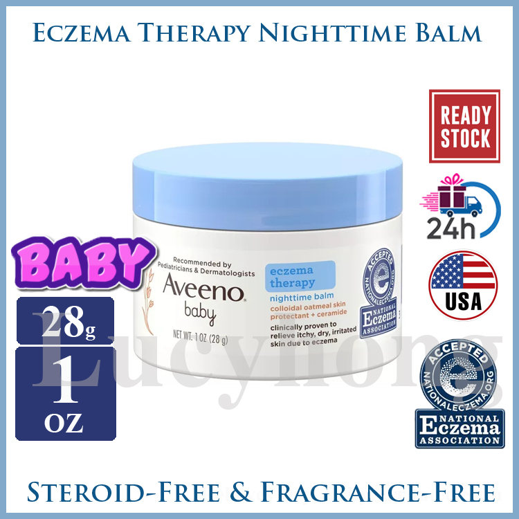 Aveeno Baby Eczema Therapy Nighttime Balm with Colloidal OatmealSoothes&Relieves DryItchy Skin for Eczema 28g/156g/312g Lucyhong