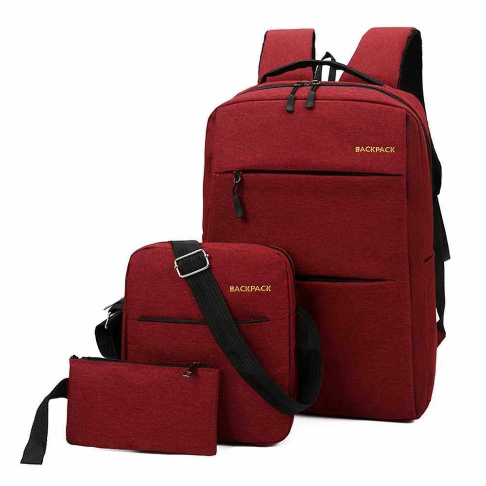 Outdoor Camping Backpack Wear-Resistant Oxford Shoulder Bag with Sling Bag Handbag for Outdoor activities (Wine Red)