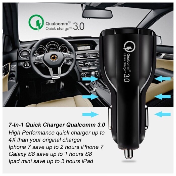 (ready Stock) 35W Car Charger QC3.0 Dual USB Car Charger 6A Quick Charge 3.0 Car Charger