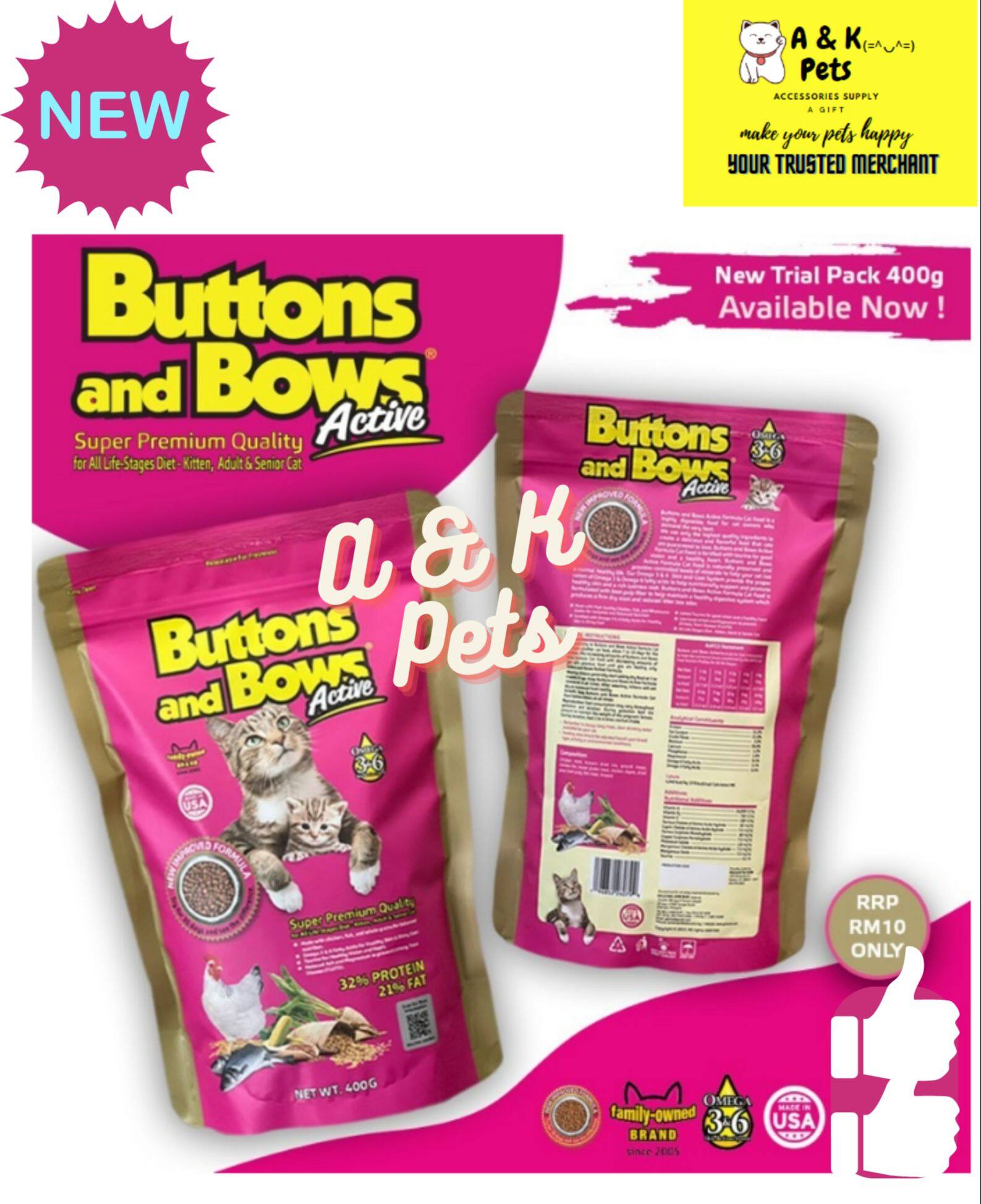 Button and shop bows kitten