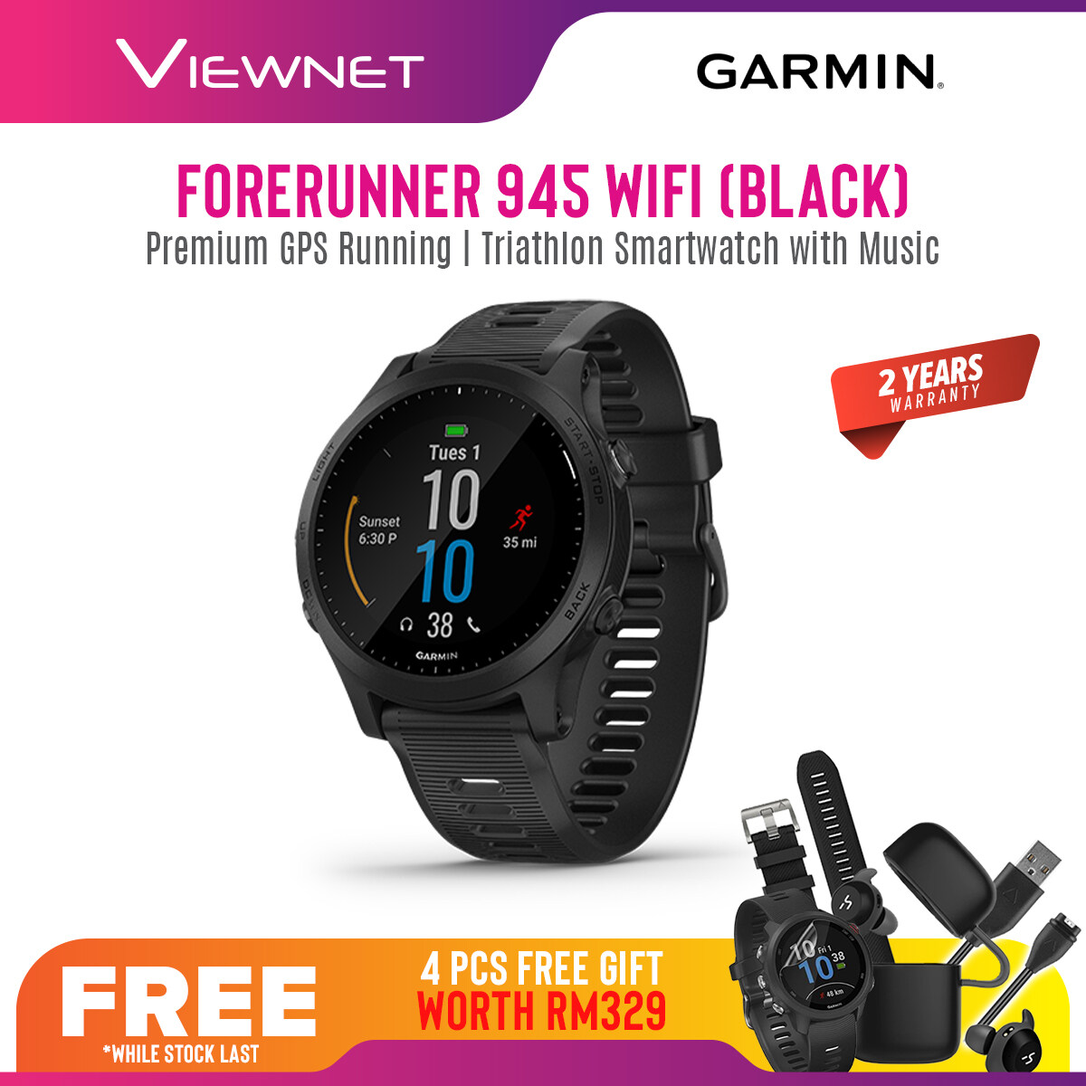 (NEW 2019) Garmin Forerunner 945 Premium GPS Running/Triathlon Smartwatch with Music