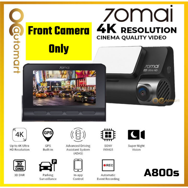 70mai A800s Car Recorder Dual vision 140 FOV 4K Ultra HD Screen Dash Cam APP Control 24h Surveillance Guard ADAS