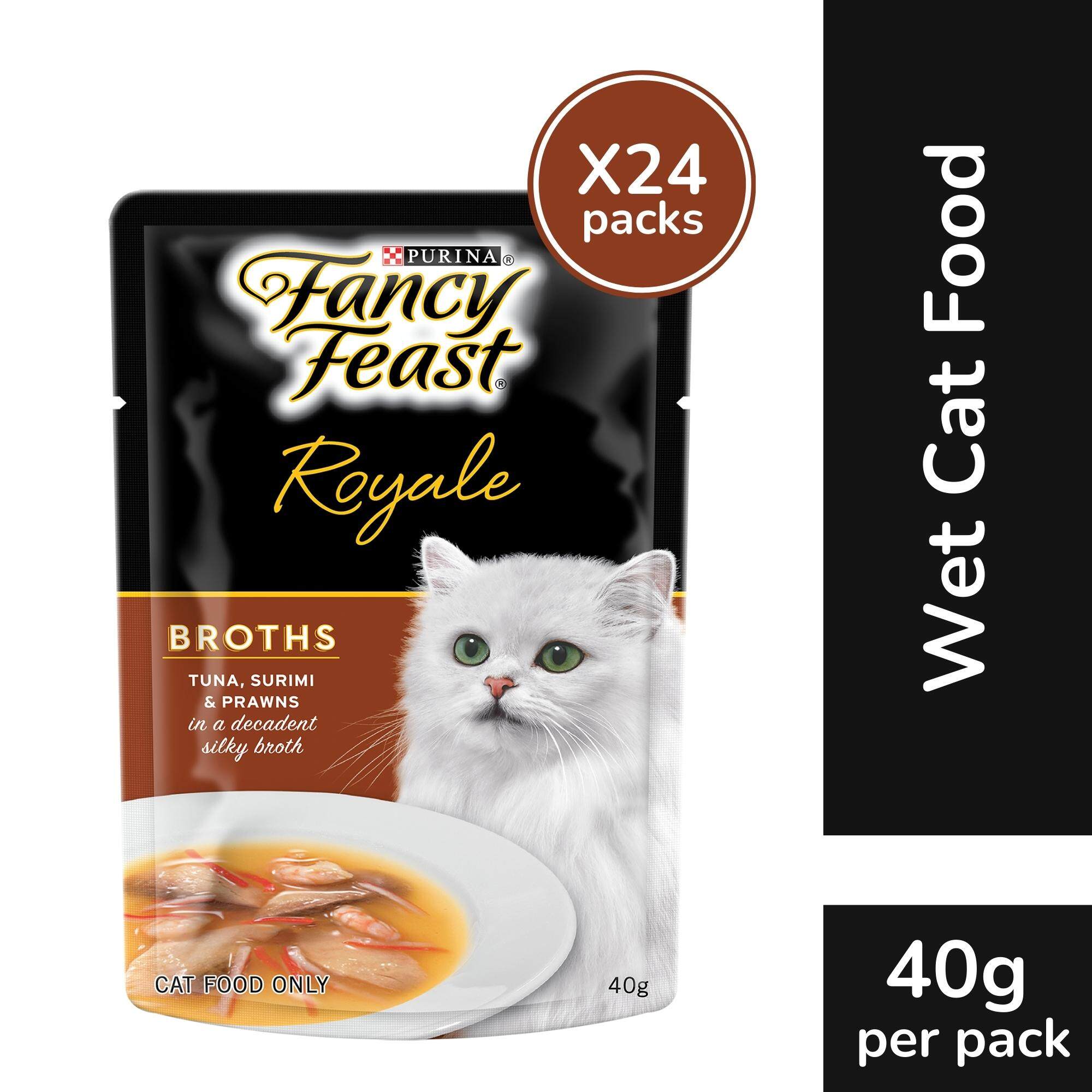 Wet Cat Food in Broth with Tuna + Surimi + Prawns Fancy Feast(24 x 40g)