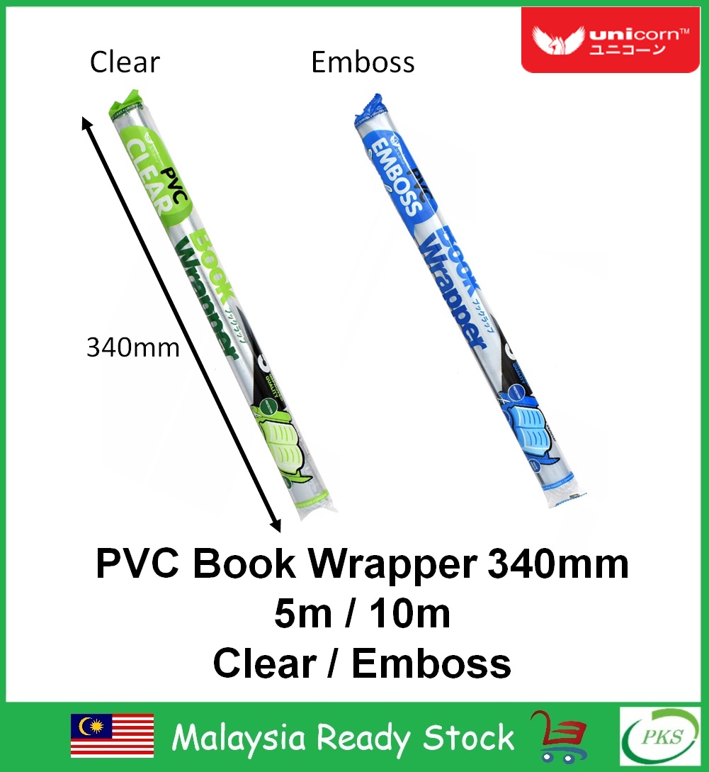 Unicorn 340mm Book Wrapper PVC Clear/Emboss 5m/10m (UBW-C340)