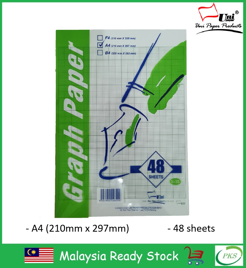Uni Paper Graph Paper A4 2mm Square Graph 48 Sheets Pack (S-35)