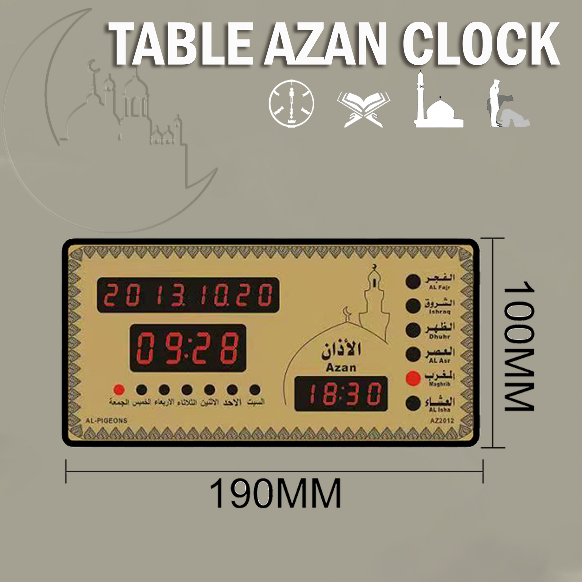 Wall Table LED Digital Jam Waktu Jam Azan Digital / Jam Waktu Solat / Azan Digital Clock / Jam Azan Dinding Jam Solat