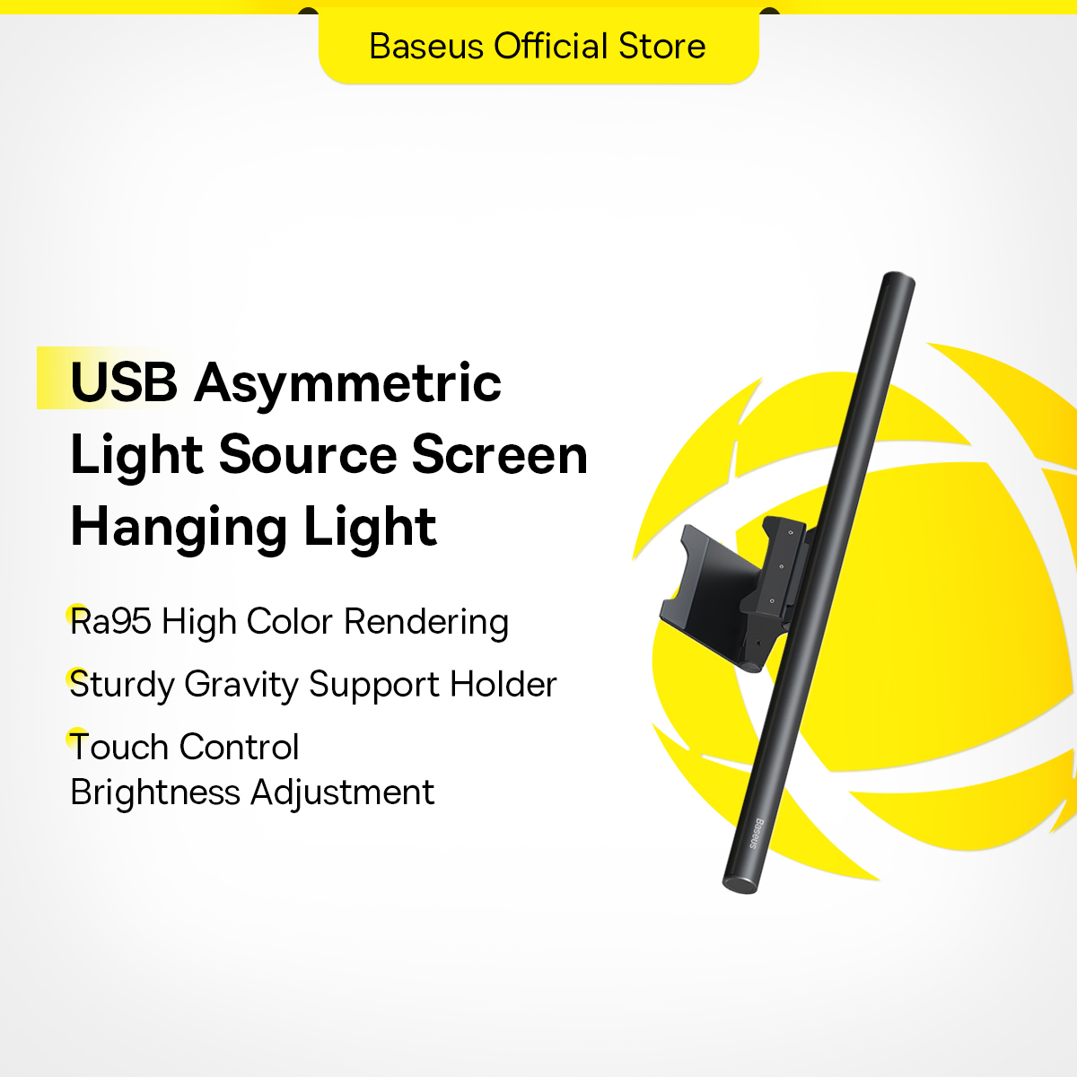 Baseus Eye-Care PC Monitor Screen Hanging Light LED Desk Lamp For Computer Brightness Adjustable Reading Lamp [3 Color Temperatures]