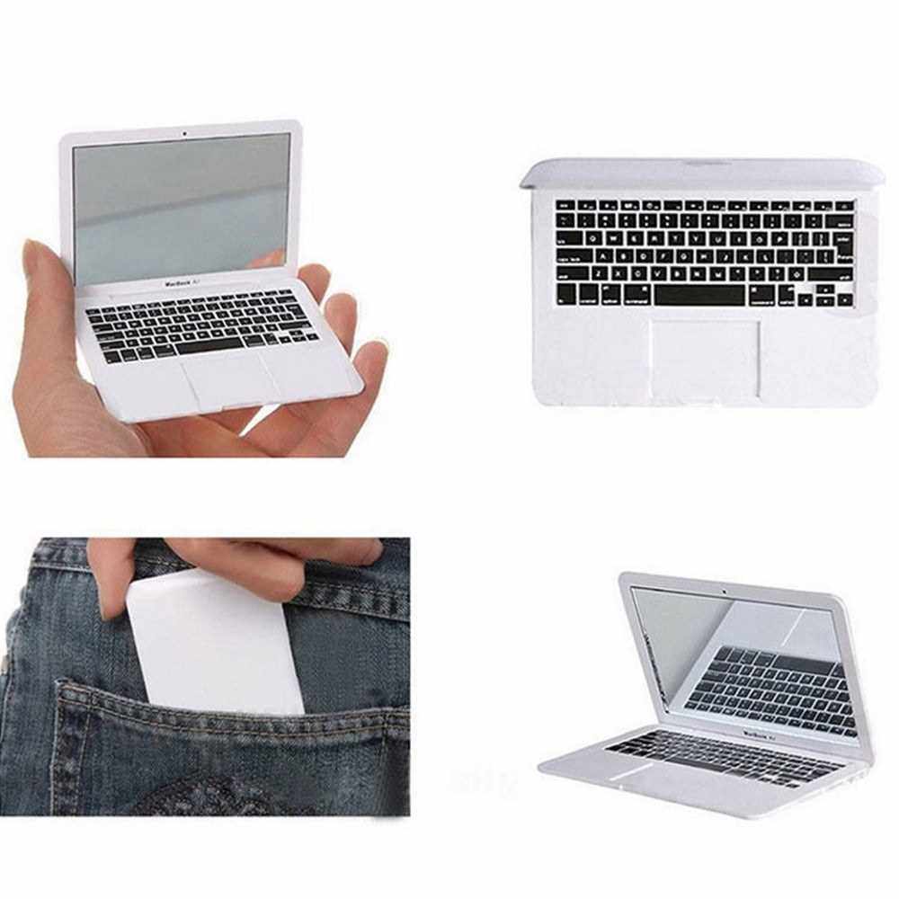 Best Selling Mini Pocket Laptop Mirror Computer Glass Women Girls Cute (White)