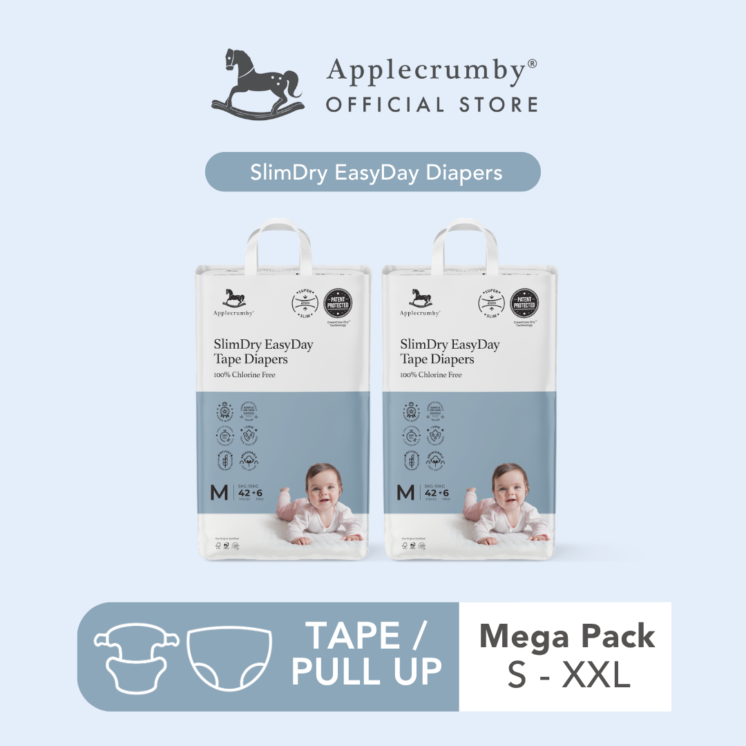 [Mega 2 Packs] Applecrumby SlimDry EasyDay Diapers