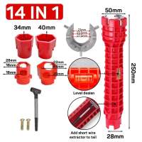 (Local Seller)KEBETEME 14 In 1 Faucet Sink Wrenches Multifunction Sink Faucet Key Plumbing Pipe Wrench Anti-slip Kitchen Repair Plumbing Tool Bathroom Wrenches Sets