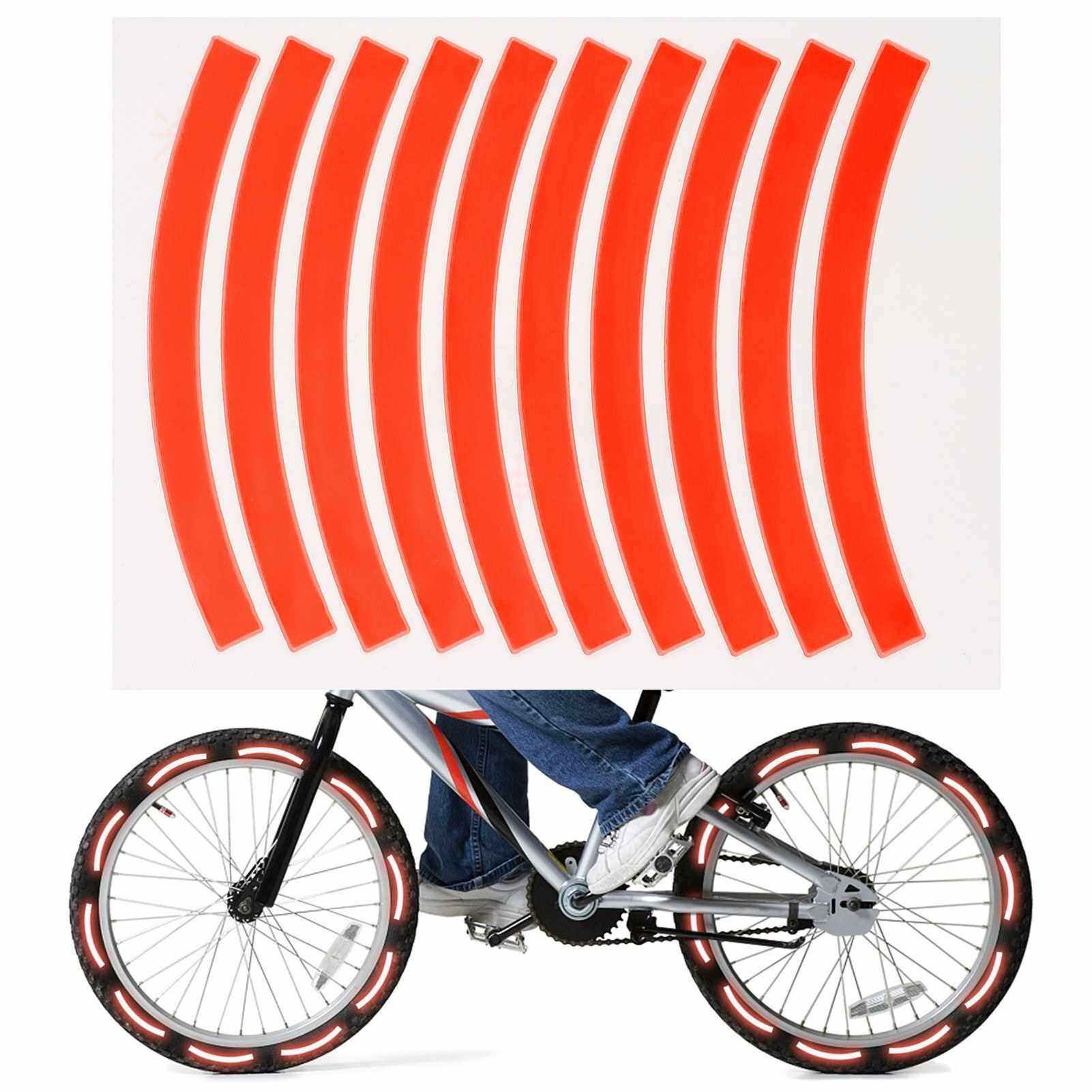 Best Selling 10pcs Adhesive Reflective Tape Cycling Safety Warning Sticker Bike Reflector Tape Strip for Car Bicycle Motorcycle Scooter Wheel Rim Decoration (Dark Orange)