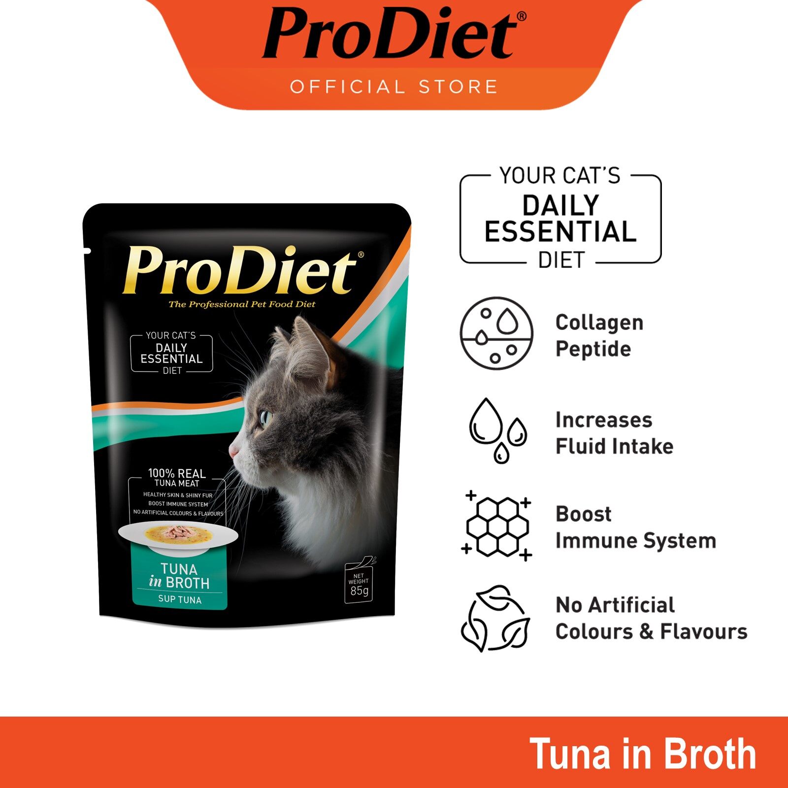 ProDiet 85G Tuna In Broth Wet Cat Food X 1 Pack [makanan kucing] PGMall
