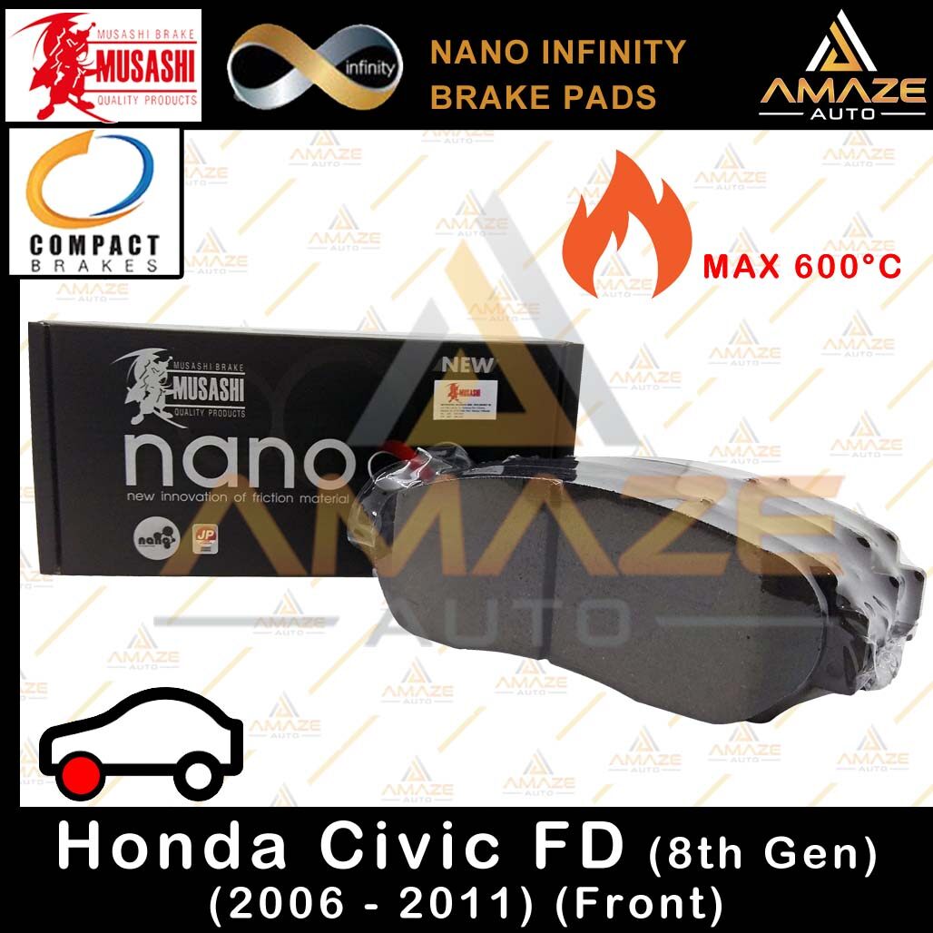 Musashi Nano Infinity Brake Pad for Honda Civic I-VTEC FD (2006-2011) (8th Ge...