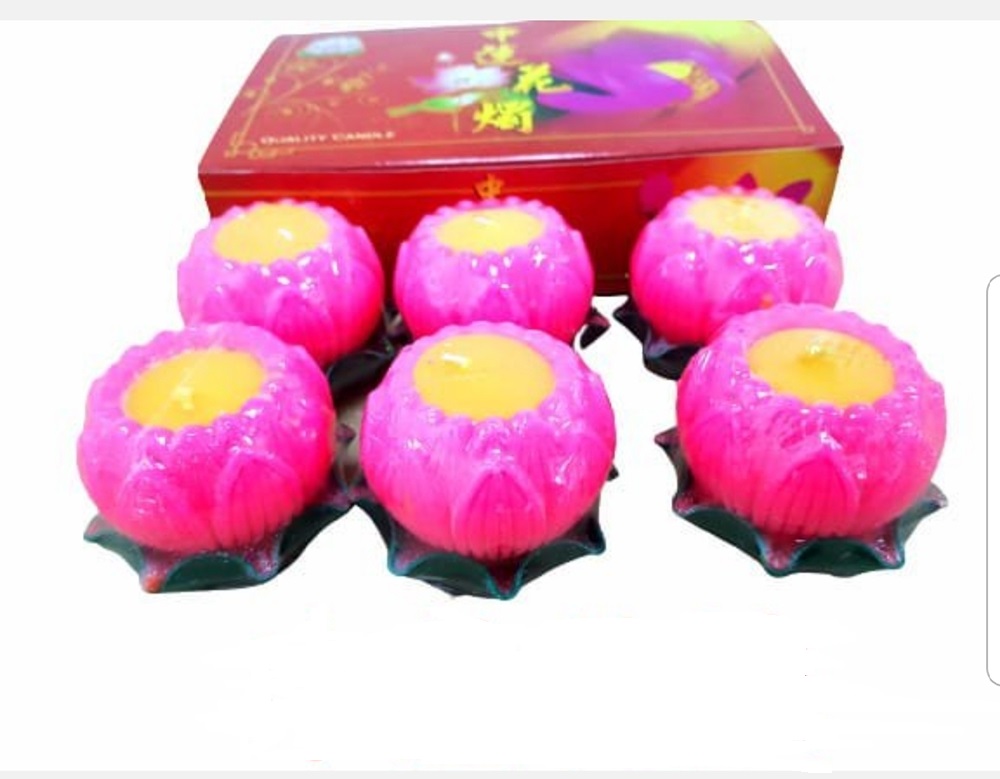 REDBOX 中莲花烛6粒/盒 pray medium lotus candle 6pcs/box flower candle