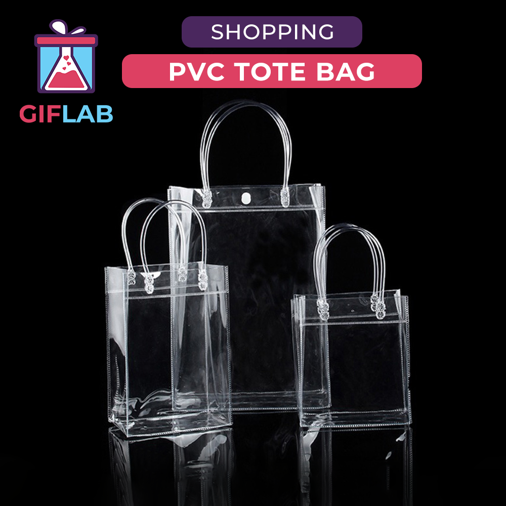 PVC Tote Bag Transparent Shopping Bag Packaging Bag Gift Bag Retail Bag Wedding Birthday Bag
