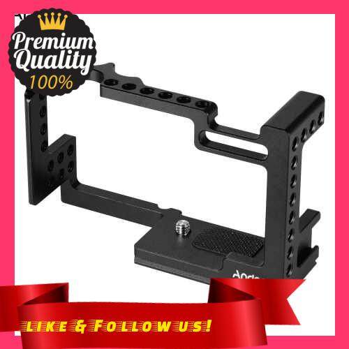 People\'s Choice Andoer Aluminum Alloy Camera Cage Protective Vlog Cage Integrated Design with Cold Shoe for Microphone Fill Light Magic Arm Compatible with Canon M6 Mark II ILDC Camera (Standard)