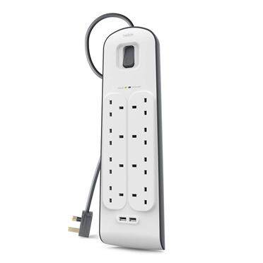Belkin BSV804SA2M Extension Socket Surge Protector 8-Plugs With 2-USB 2M