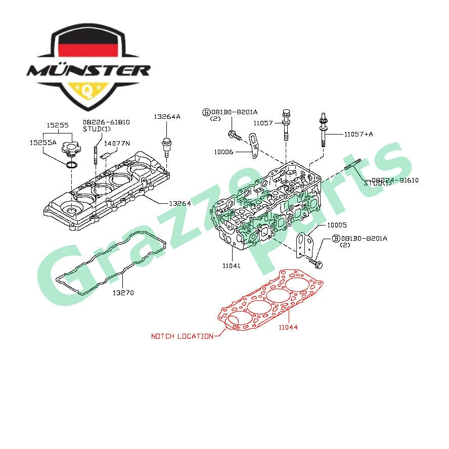 Münster Cylinder Head Gasket 11044VC101 for Nissan Urvan E25 3.0 ZD30