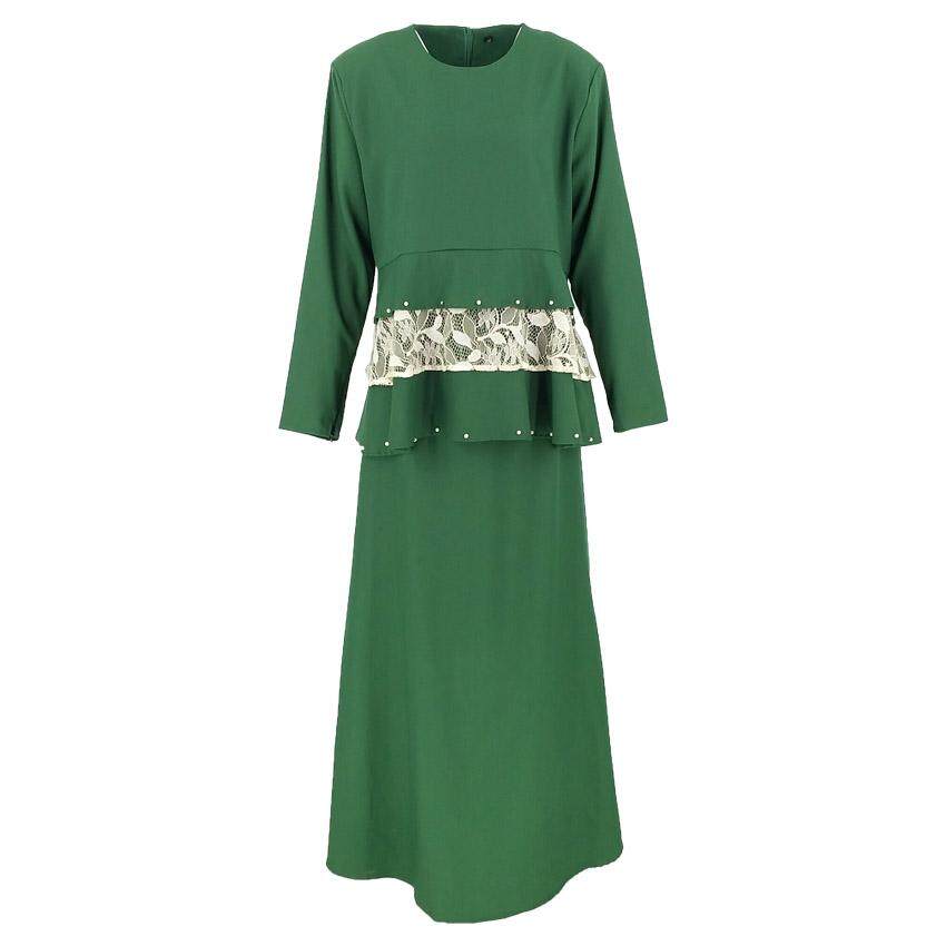 New Collection BEST SELLER QFM Setha Peplum Baju Kurung Modern Flower Lace Baju Raya 2020 Terbaik