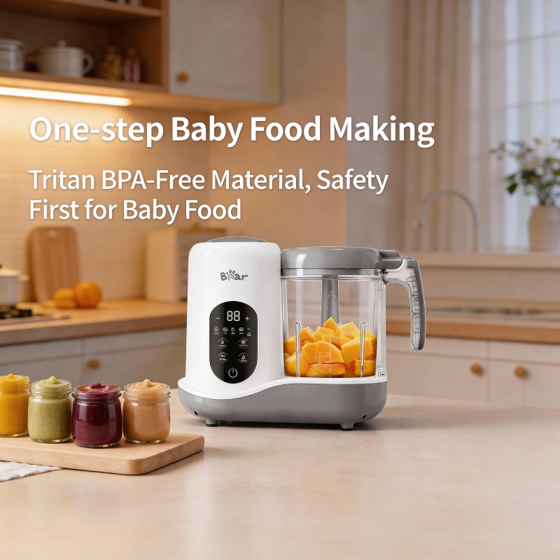 Bear Baby Food Maker One-Touch Steam & Blend Auto Cooker 400ml Ideal for Infant Puree & Toddler Meals