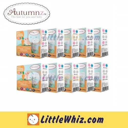 Autumnz: Double Zip Lock Breastmilk Storage Bags 5oz With Thermal Sensor - 28pcs - Bunny (10 BOX)
