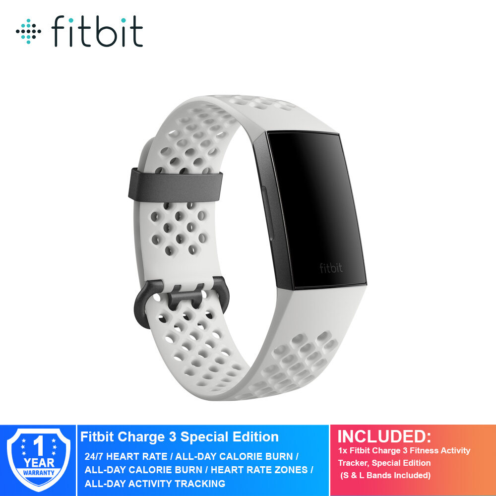 Fitbit Charge 3 Fitness Activity Tracker Special Edition - White Silicon/Lavender Woven - FB410