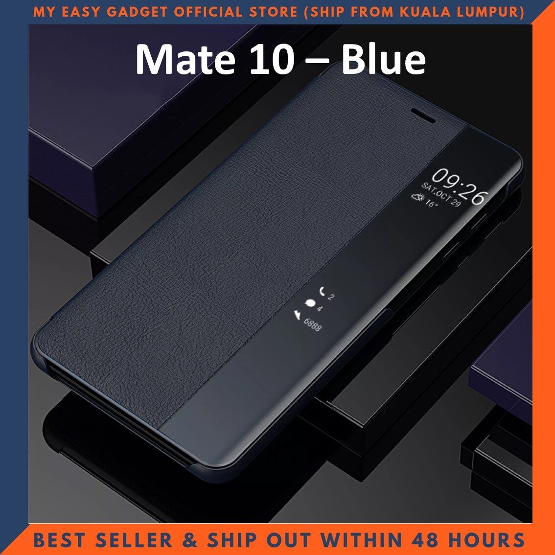 Huawei Mate 10 Case Pu Luxury Leather Flip Cover Full Protection Smart Window View Phone Casing